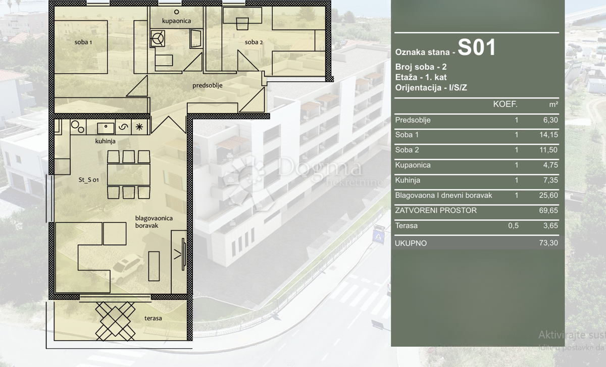 Stanovanje Čiovo, Trogir, 73,30m2