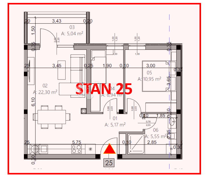 Stanovanje Monvidal, Pula, 54,96m2