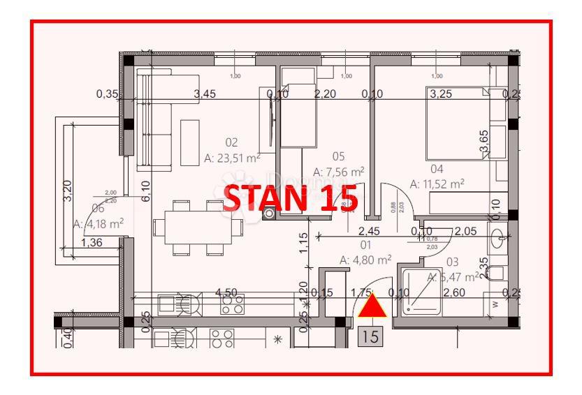 Stanovanje Monvidal, Pula, 54,96m2