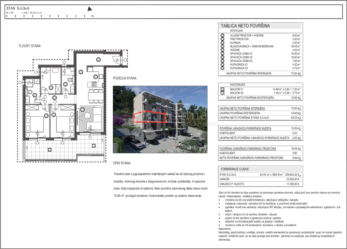 Stanovanje Omiš, 83,53m2