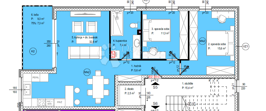 Stanovanje Crvene kuće, Zadar, 106,64m2