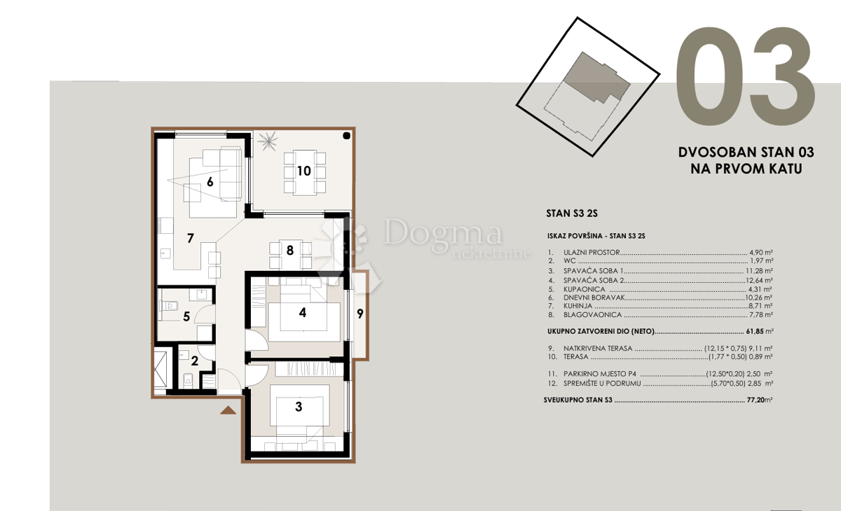 Stanovanje Vir, 77,20m2