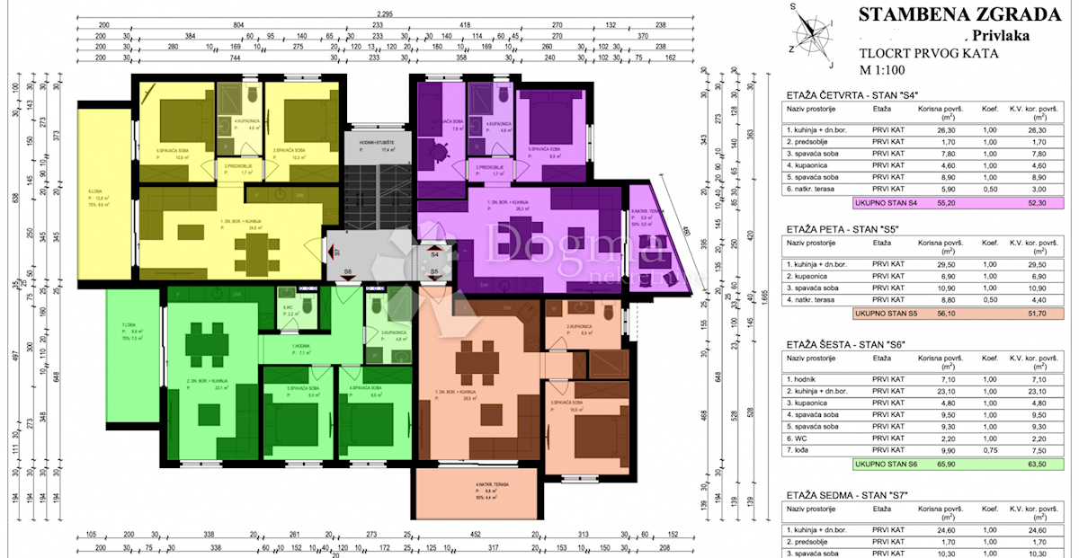 Apartma Privlaka, 55,55m2