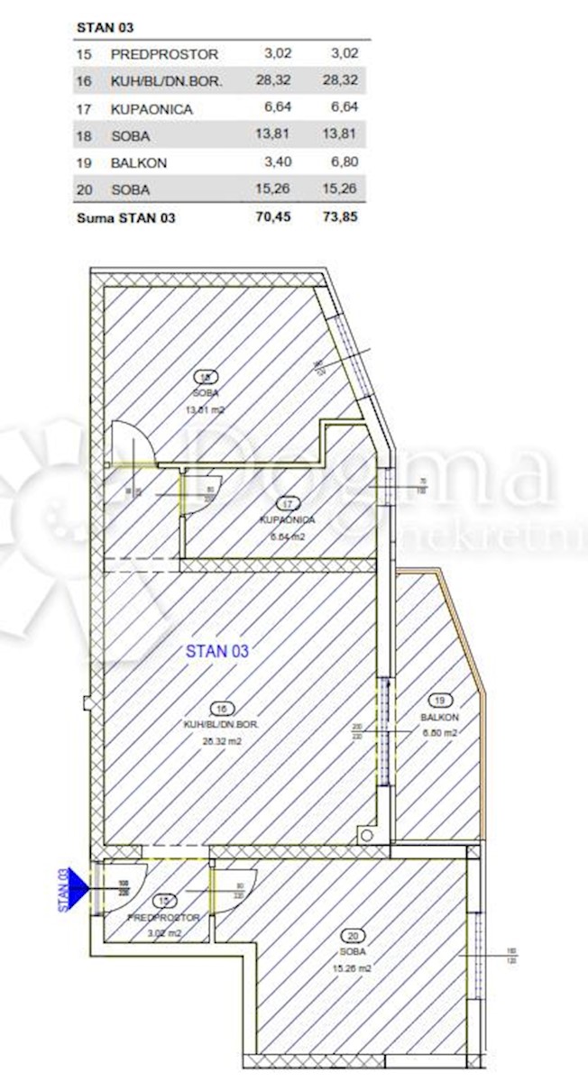 Stanovanje Rešetari, Kastav, 98,65m2