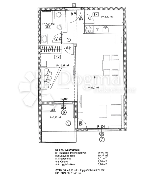 Stanovanje Seget Donji, Seget, 51,46m2