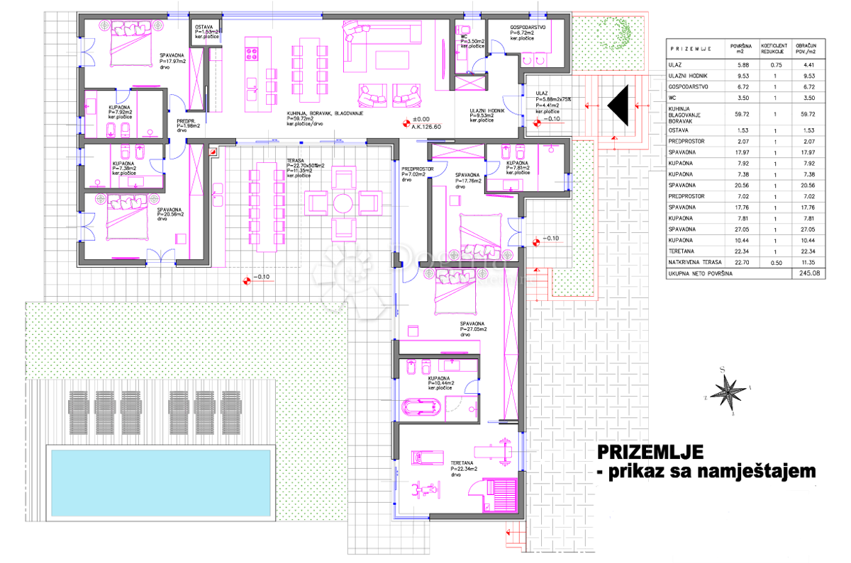 LUXUSNÍ PODLAHOVÝ DŮM S 5000 m2 STAVEBNÍHO POZEMKU V OKOLÍ Puly