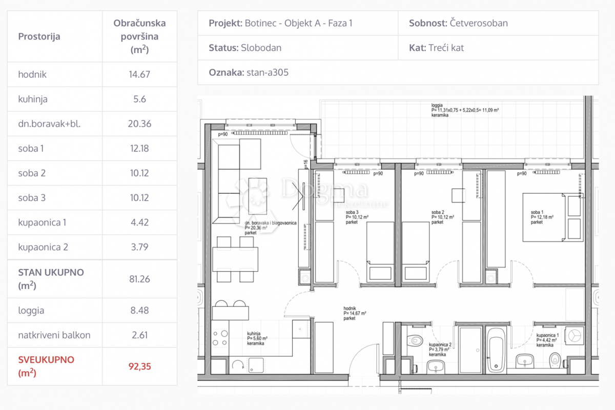 Stanovanje Botinec, Novi Zagreb - Zapad, 77,30m2