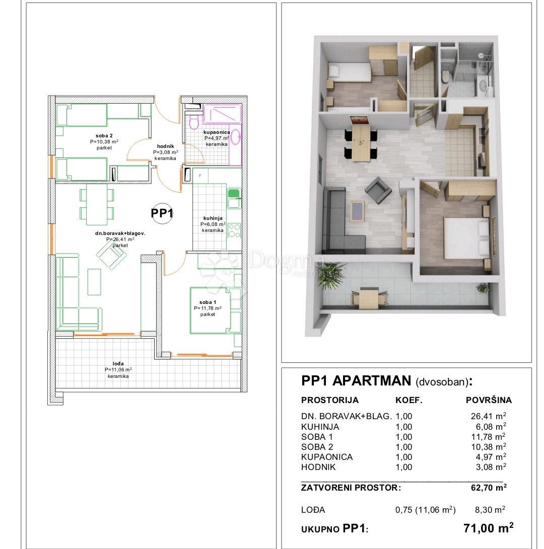 Stanovanje Makarska, 71m2