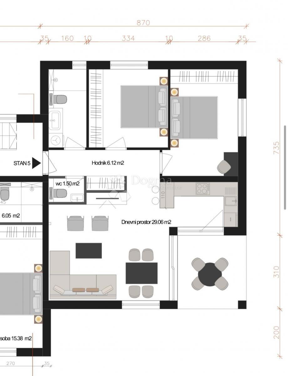 Stanovanje Nova Vas, Poreč, 75,12m2