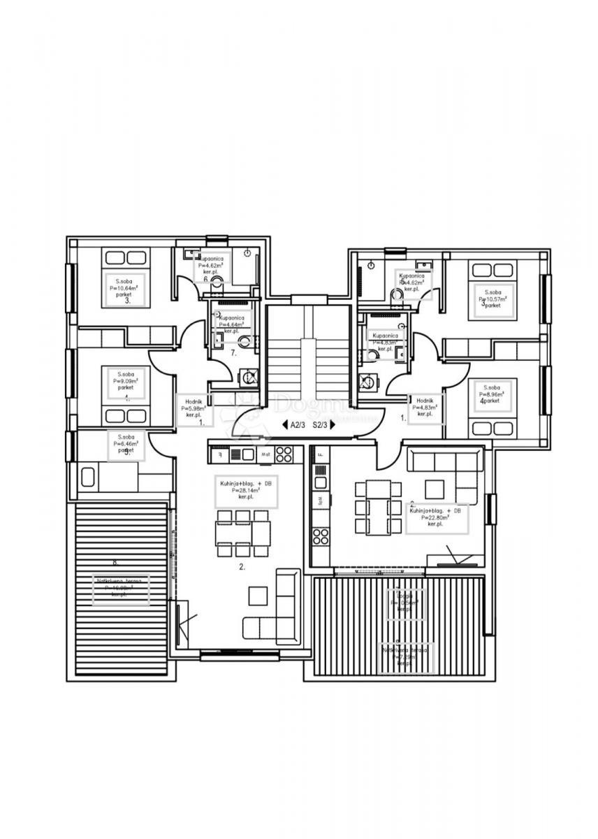 Apartma Novalja, 74,44m2
