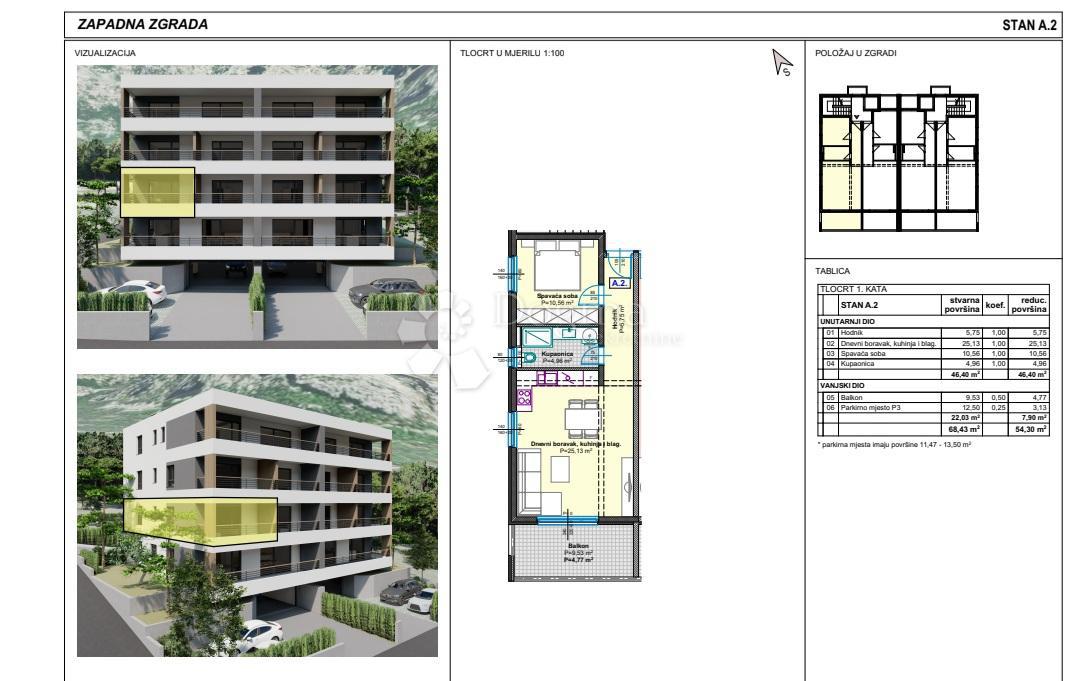 Stanovanje Makarska, 51,36m2