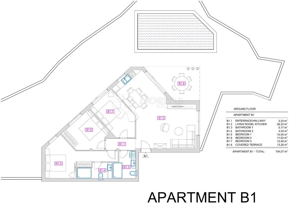 Apartma Vrbnik, 104,07m2