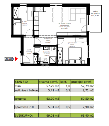 Stanovanje Novi Marof, 61,98m2