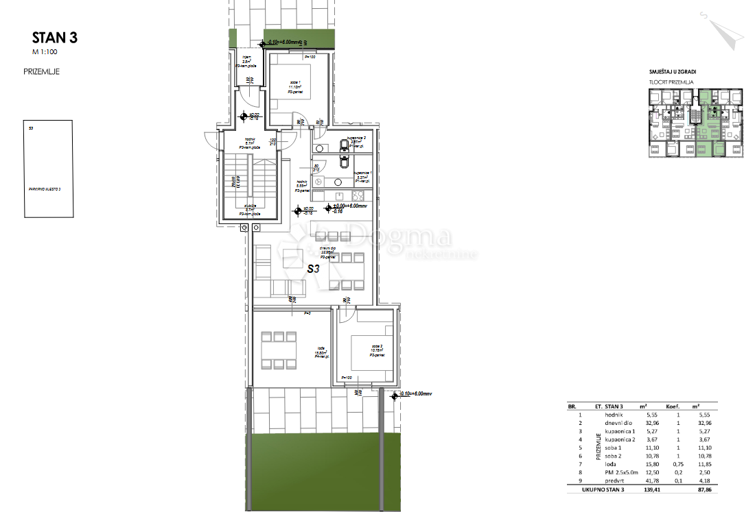 Novogradnja Privlaka S3 - pritličje, 120 m od morja
