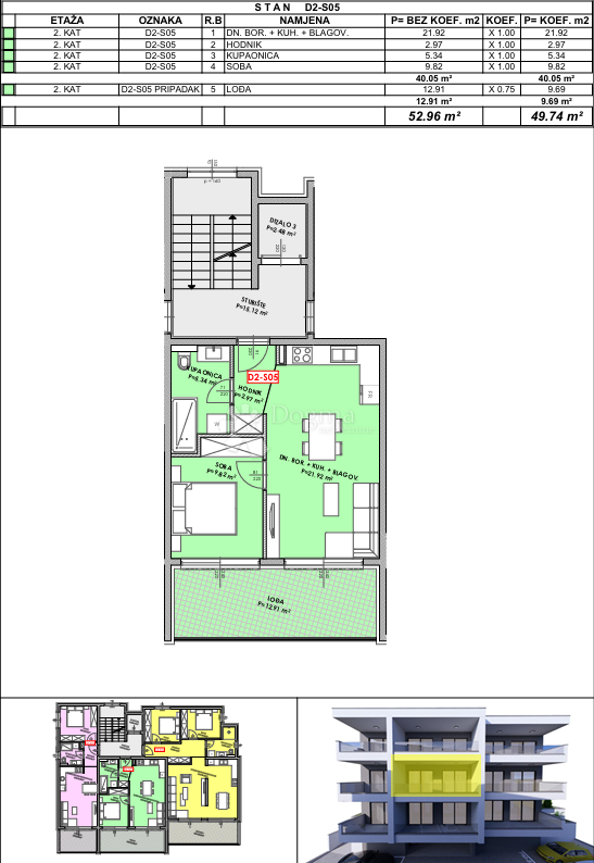 Stanovanje Omiš, 49,74m2