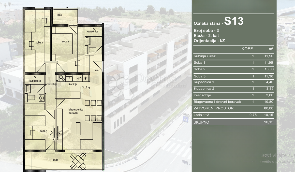 Stanovanje Travarica, Trogir, 90,15m2