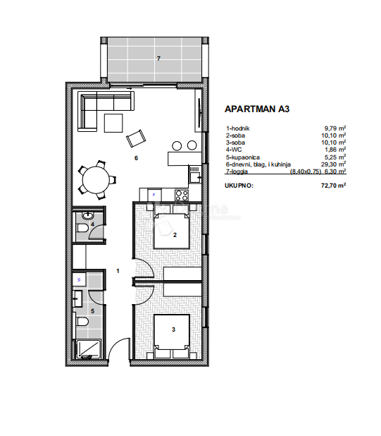Stanovanje Arbanija, Trogir - Okolica, 74,43m2
