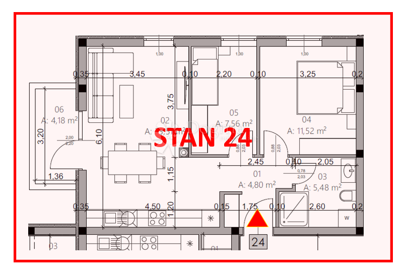 Stanovanje Monvidal, Pula, 54,96m2