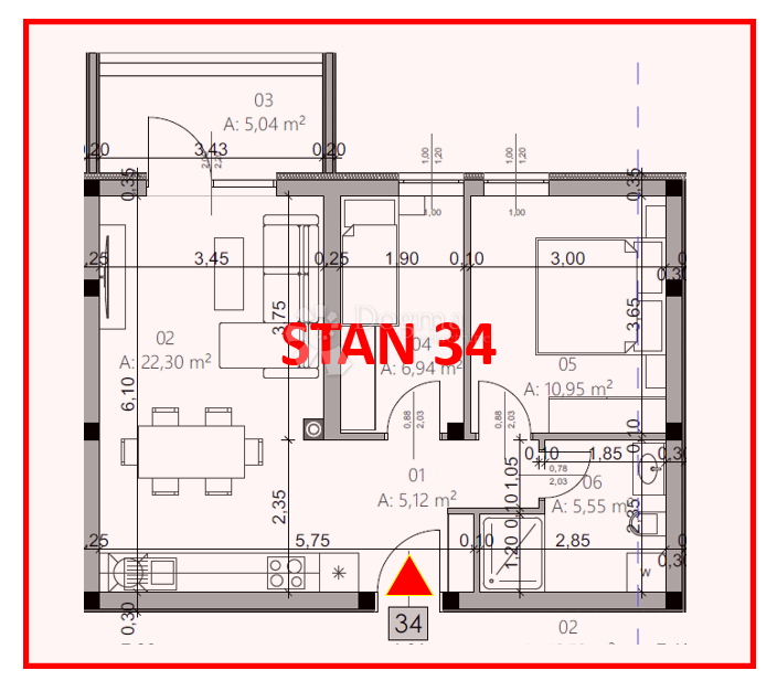 Stanovanje Monvidal, Pula, 54,96m2
