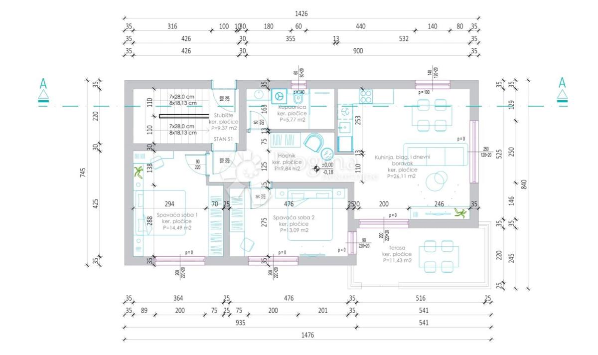 Apartma Rovanjska, Jasenice, 81m2