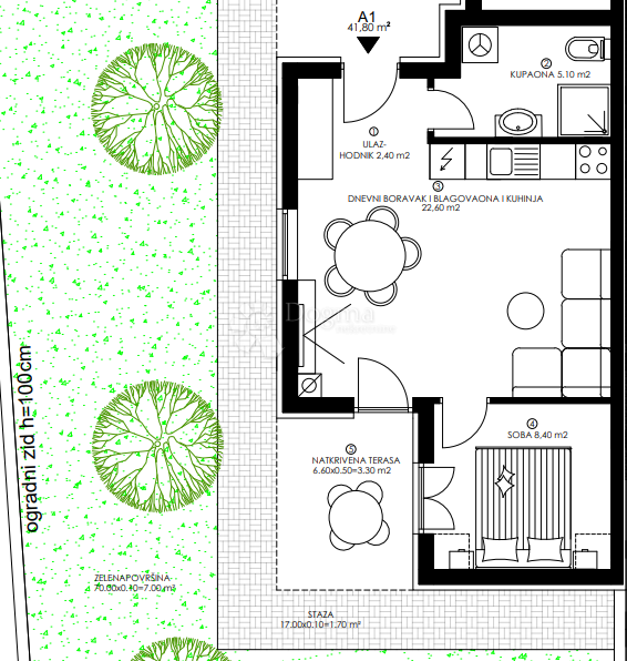 Stanovanje Valmade, Pula, 41,80m2