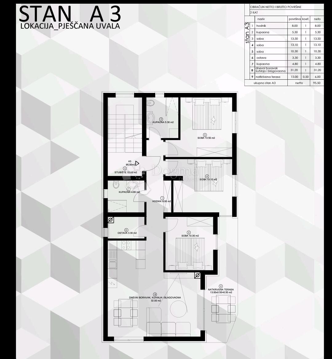 Stanovanje Pješčana Uvala, Medulin, 63,87m2