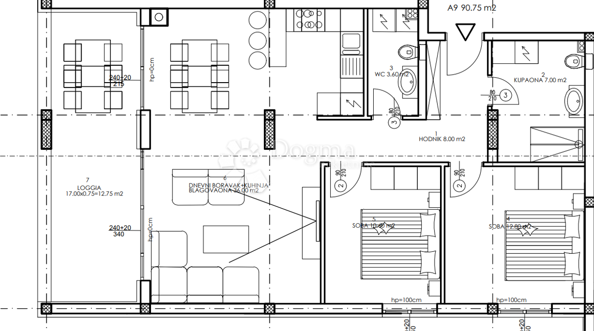 Stanovanje Veli vrh, Pula, 86,50m2