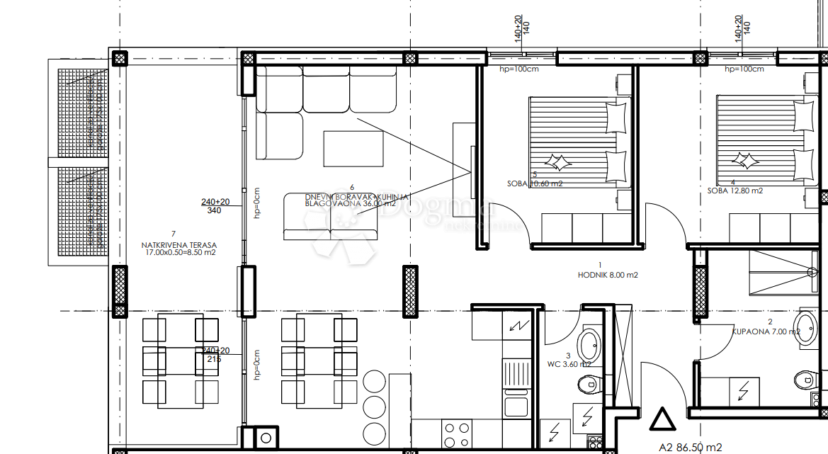 Stanovanje Veli vrh, Pula, 86,50m2