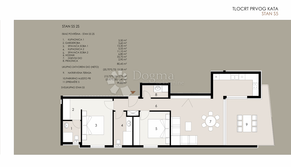 Stanovanje Privlaka, 99,88m2