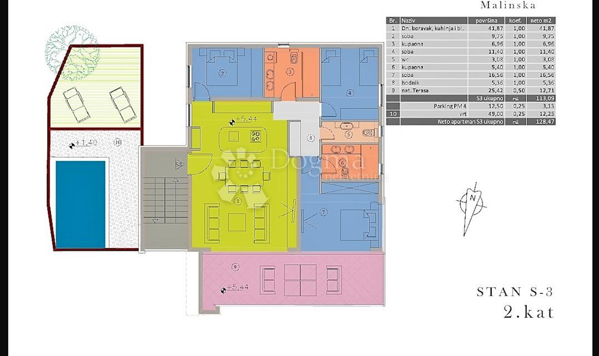 Apartma Malinska, Malinska-Dubašnica, 113,54m2