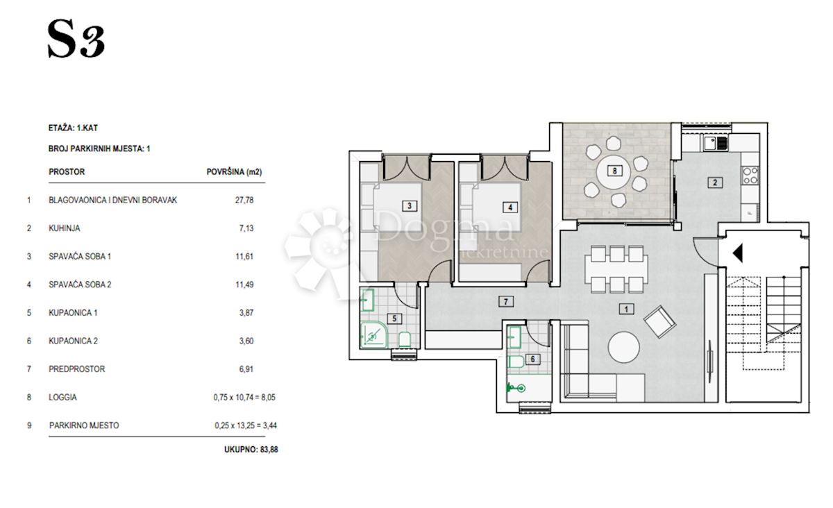 Stanovanje Primošten, 83,91m2