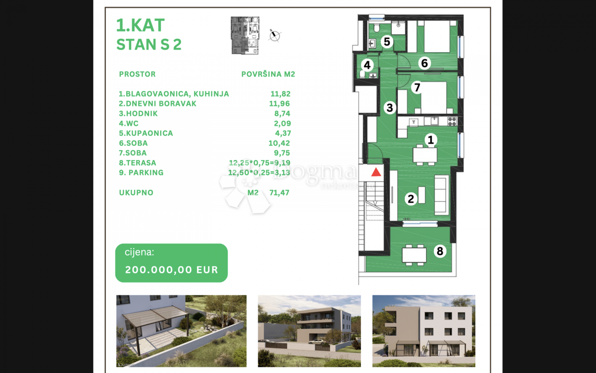 Stanovanje Brodarica, Šibenik - Okolica, 59,15m2