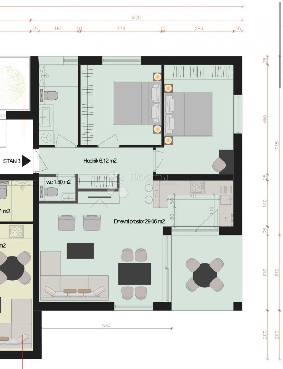 Stanovanje Nova Vas, Poreč, 75,12m2