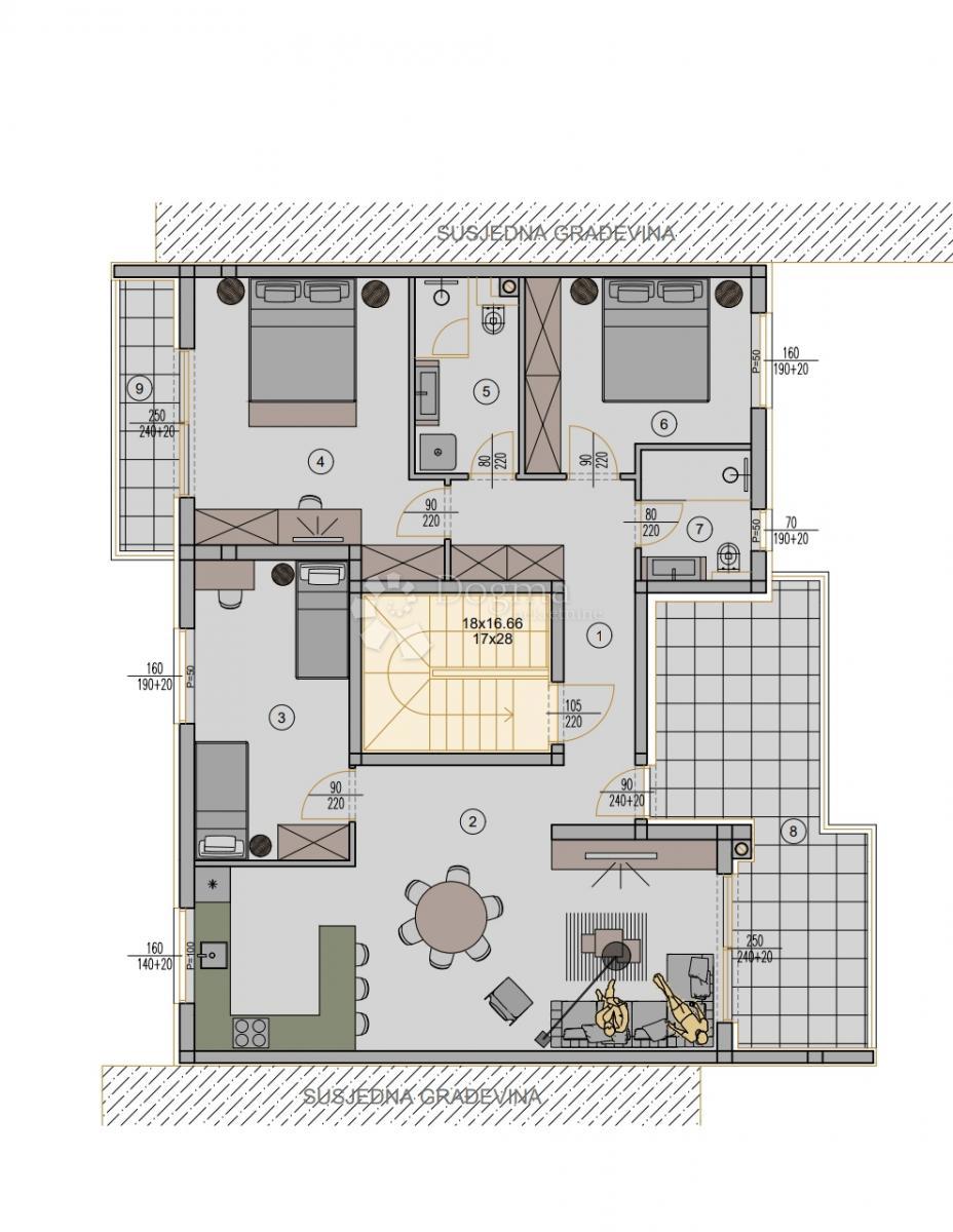 Stanovanje Kaštanjer, Pula, 72,42m2