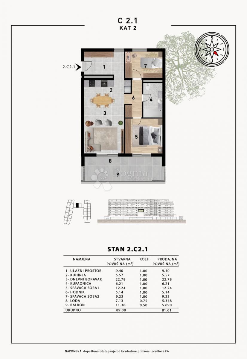 Stanovanje Crvene kuće, Zadar, 51,98m2