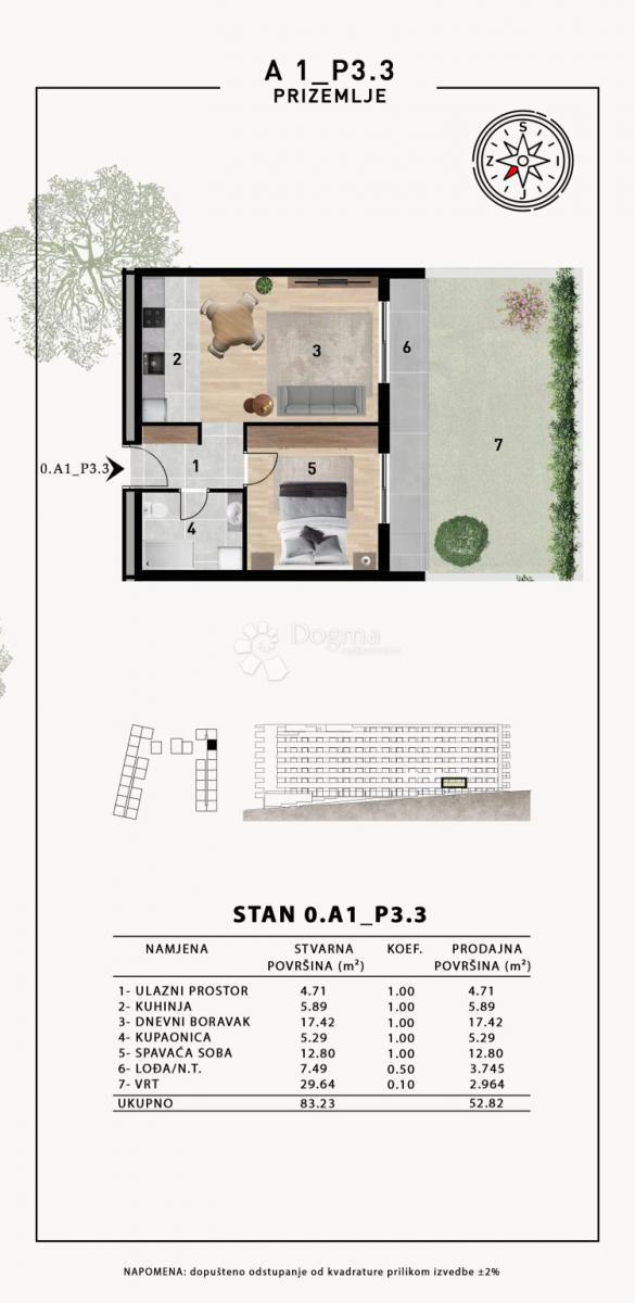 Stanovanje Crvene kuće, Zadar, 51,98m2
