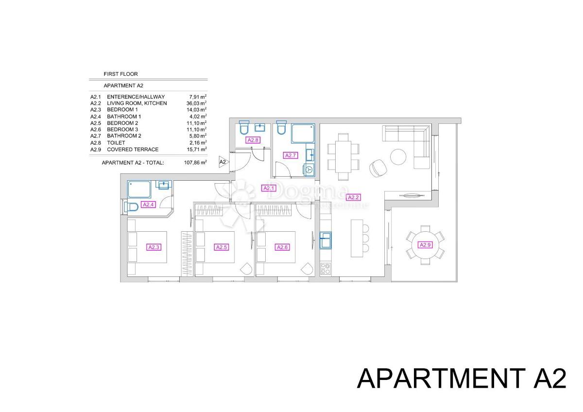 Apartma Vrbnik, 107,86m2