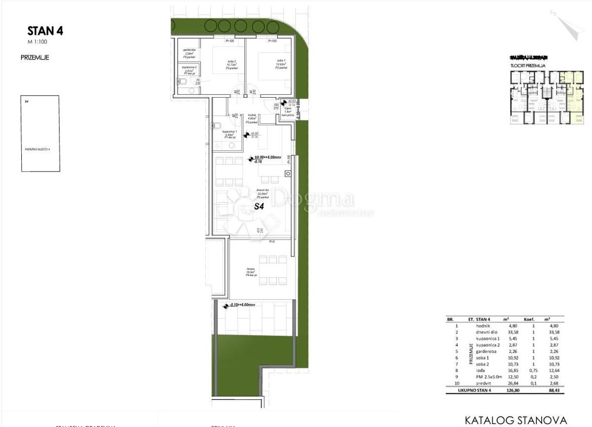 Novogradnja Privlaka, pritličje 120m od morja
