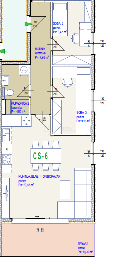 Stanovanje Seget Donji, Seget, 87,59m2