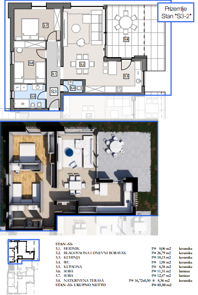 Stanovanje Labin, 85,50m2