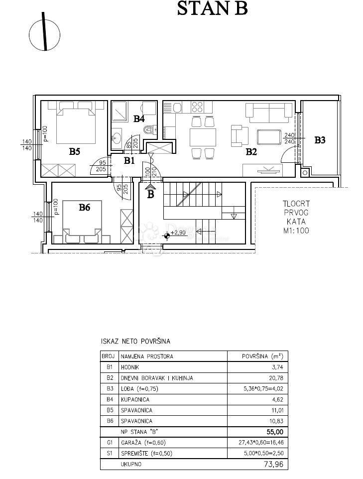 Stanovanje Šijana, Pula, 54,57m2