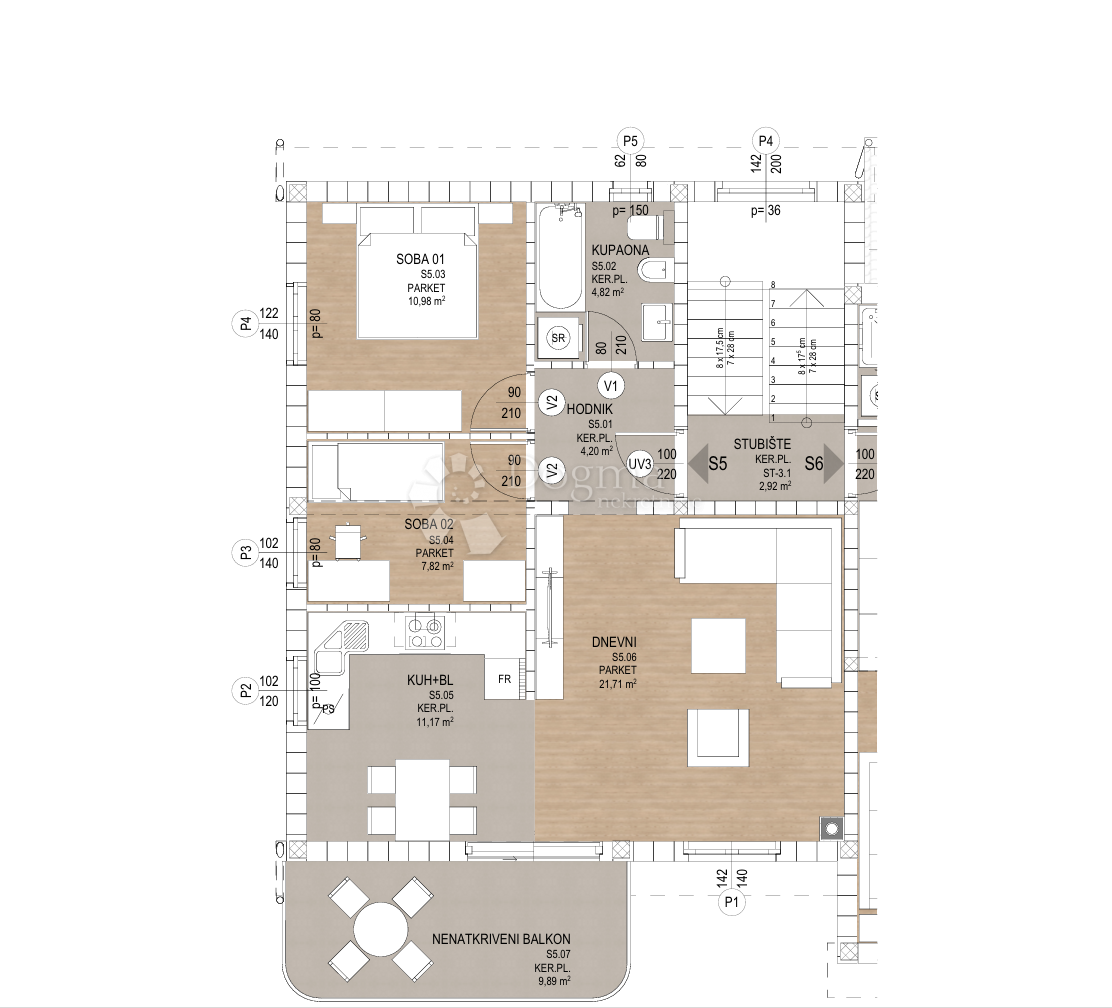 Stanovanje Kosi, Viškovo, 65,70m2
