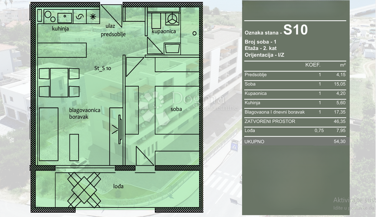 Stanovanje Travarica, Trogir, 54,30m2