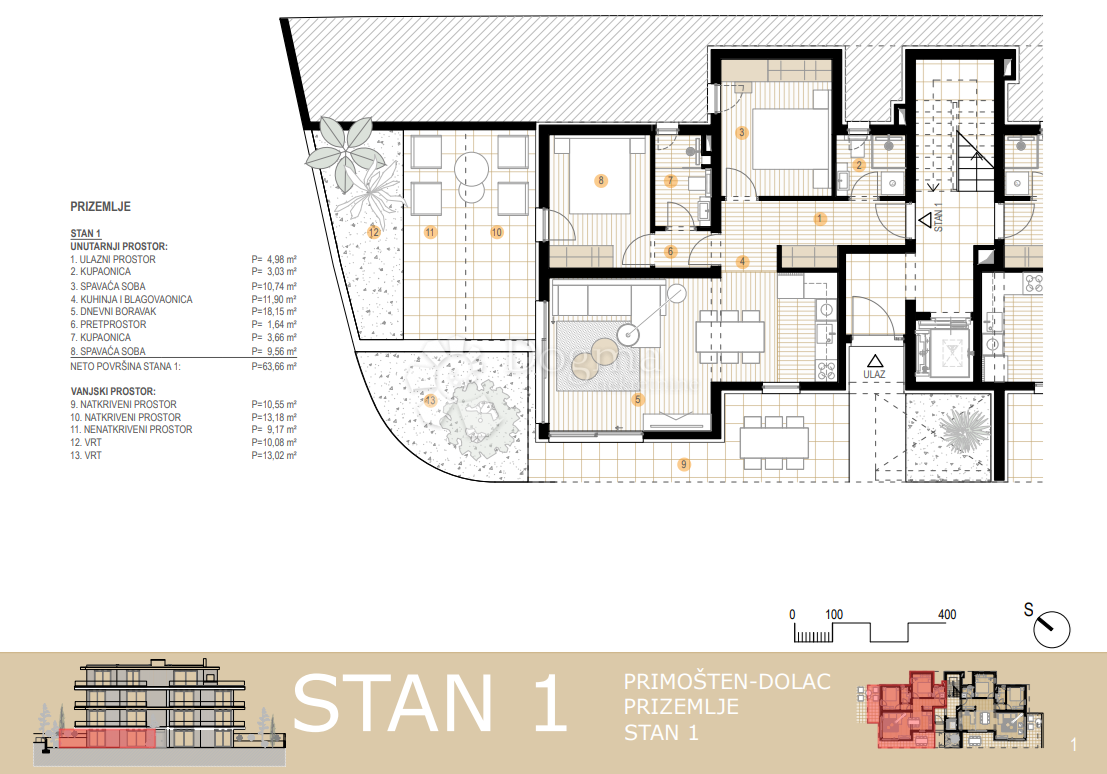 PRIMOŠTEN - PRITLIČJE PRVA VRSTA DO MORJA