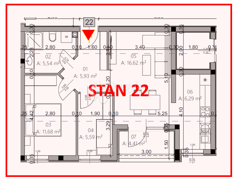 Stanovanje Monvidal, Pula, 54,96m2