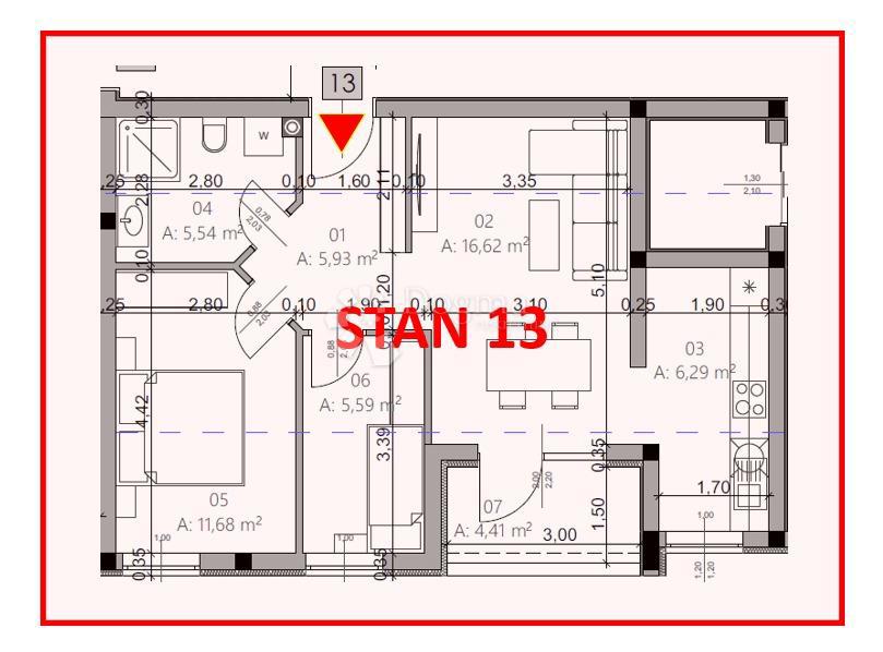 Stanovanje Monvidal, Pula, 54,96m2