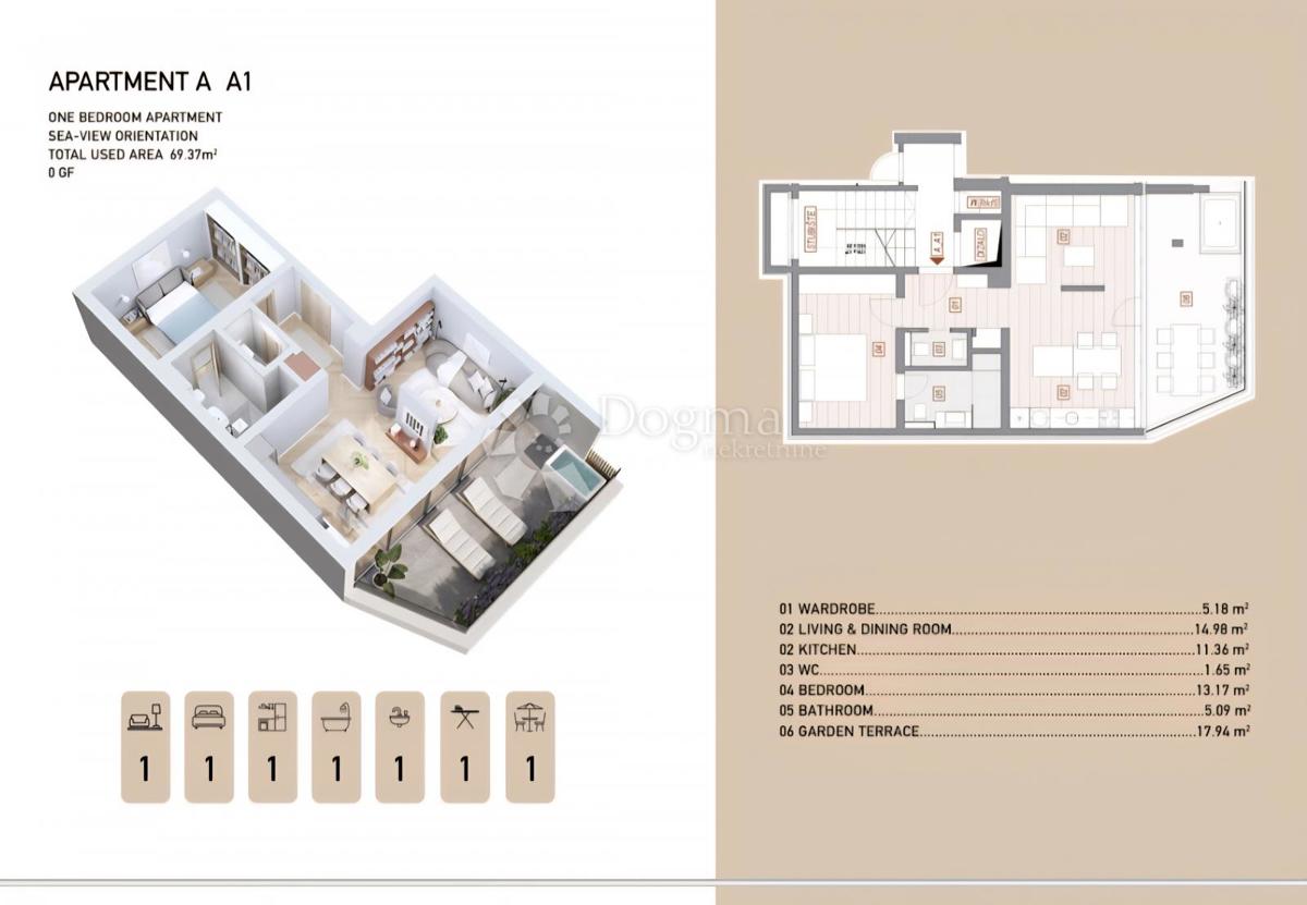 Stanovanje Opatija, 69m2