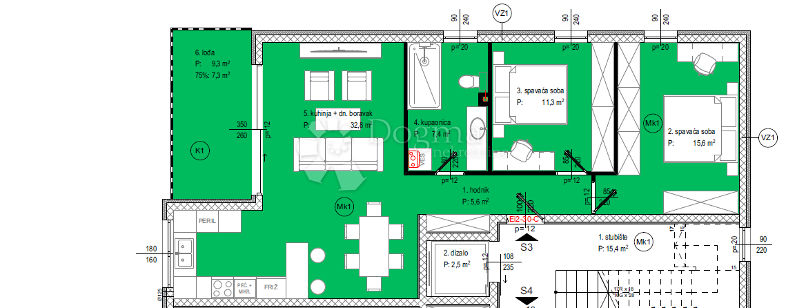 Stanovanje Crvene kuće, Zadar, 85,91m2