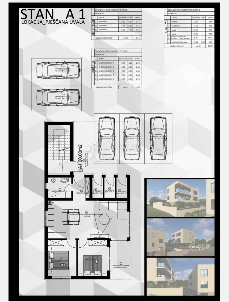Stanovanje Pješčana Uvala, Medulin, 63,87m2