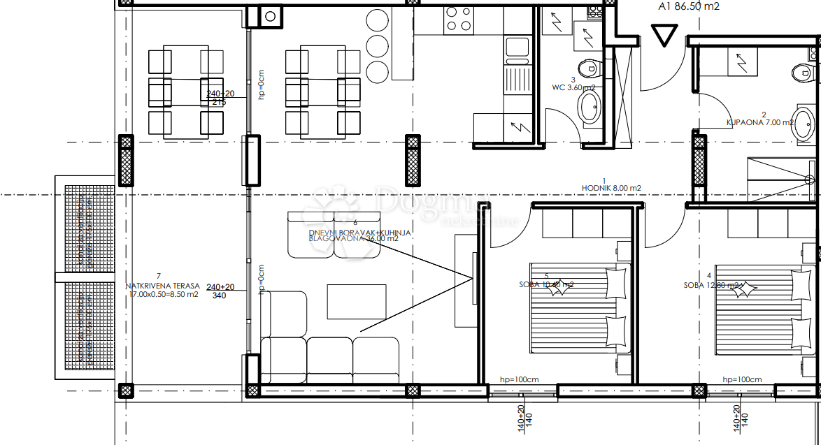 Stanovanje Veli vrh, Pula, 86,50m2